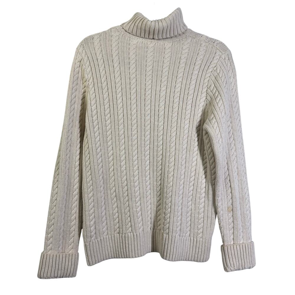 CROFT & BARROW Sweater Large Cable Knit Turtle Neck Cotton Irish Fisherman - Picture 2 of 12